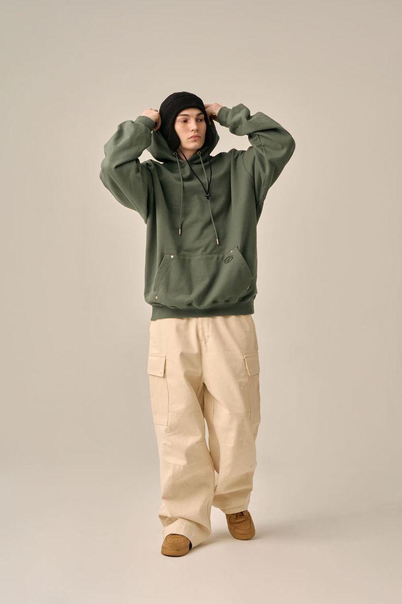 OVERSIZED MINI LOGO HOOD - KHAKI