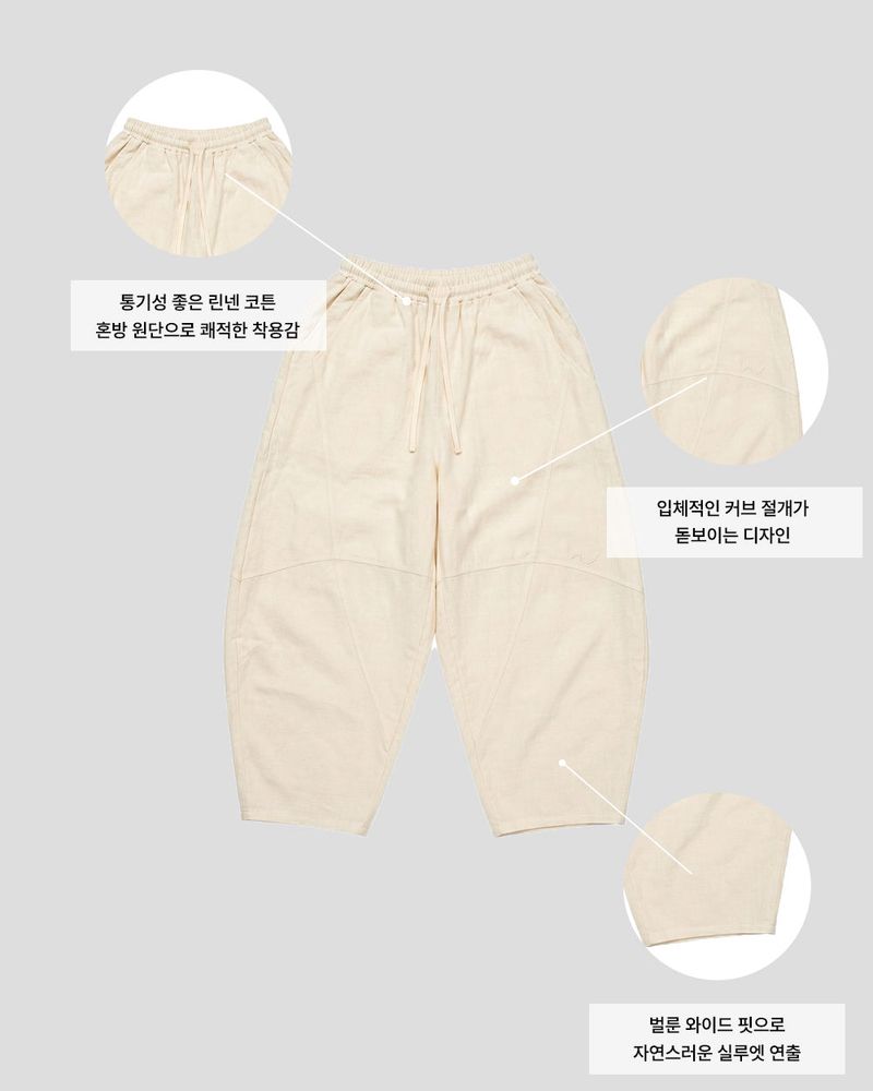 Beo Curved Linen Balloon Pants