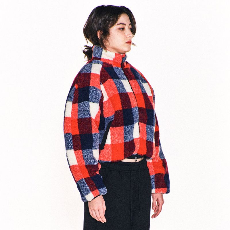 WEIRD FLEECE CROP JACKET (RED)