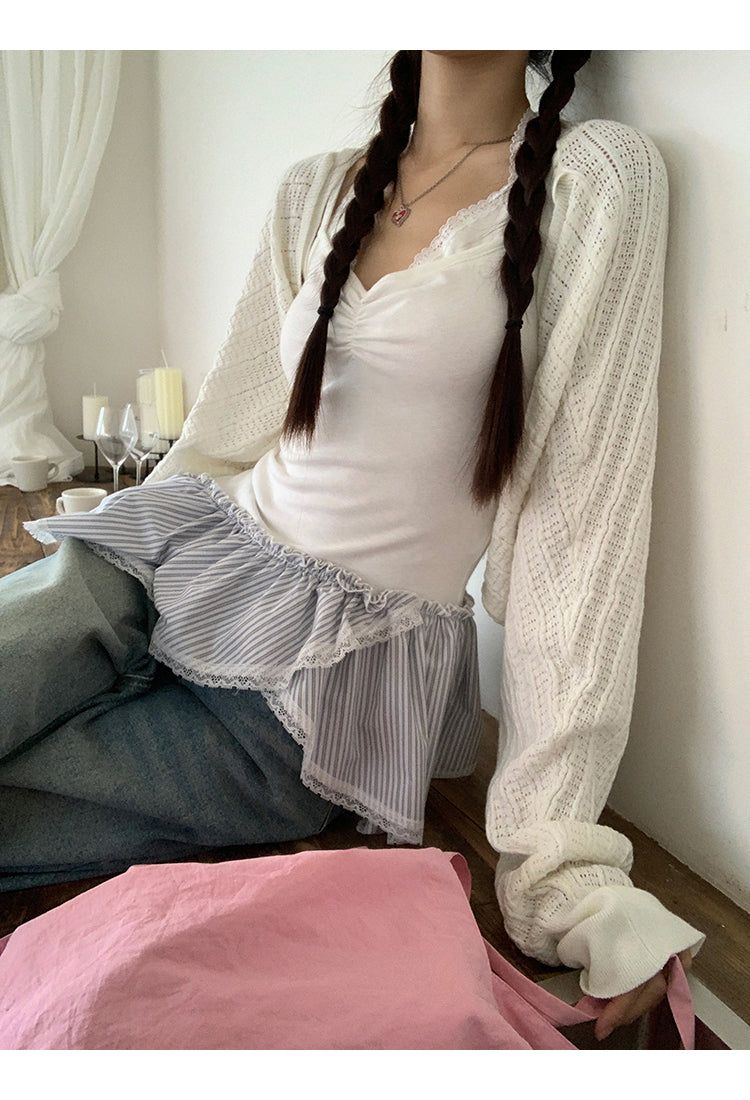 Air conditioner loose fit bolero cardigan