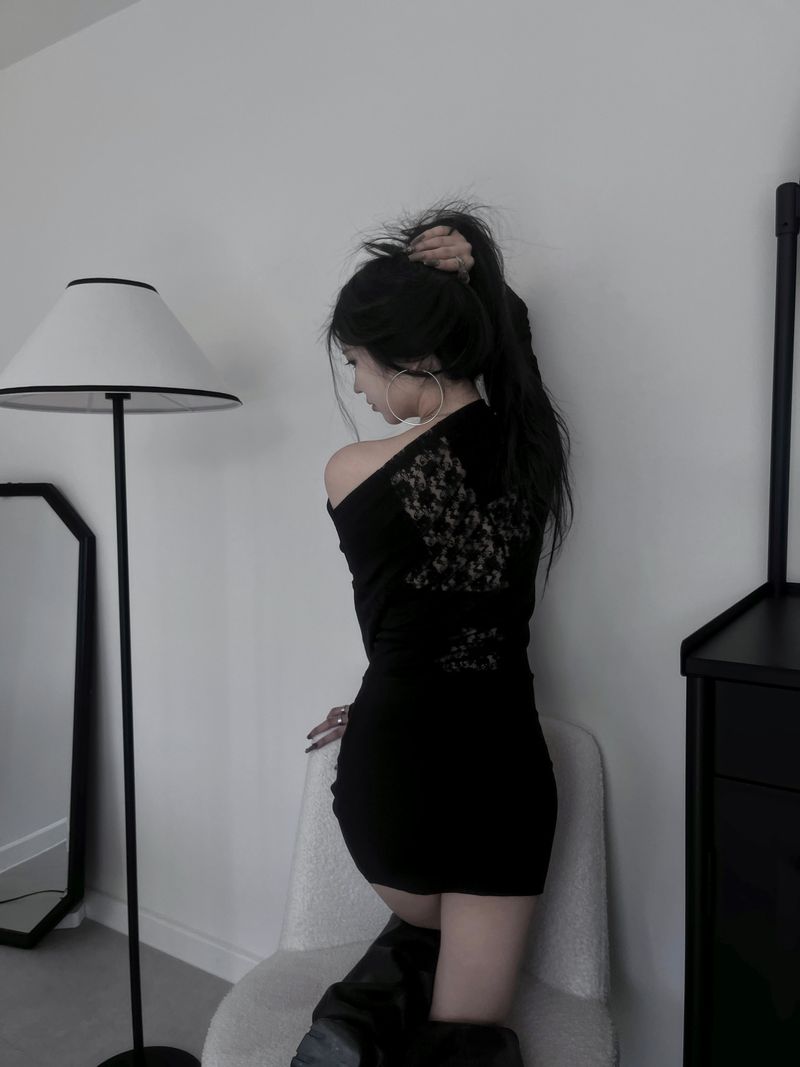 back cross lace one-piece (3color)