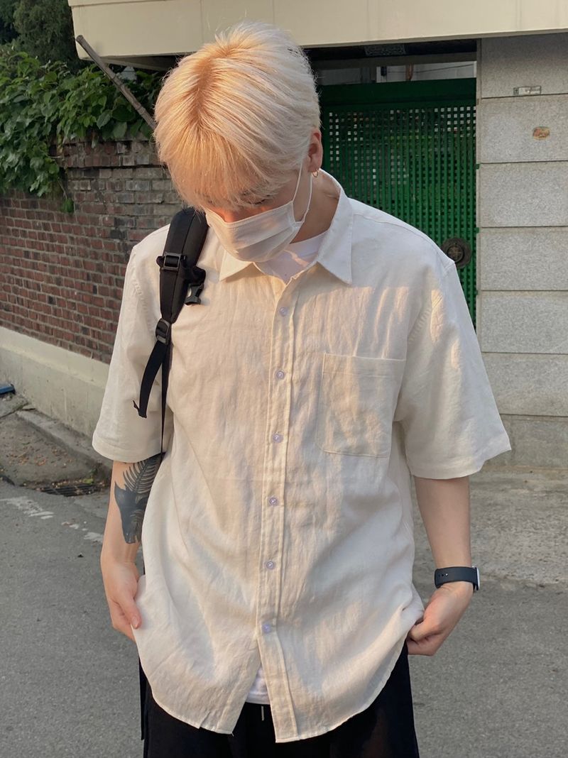 Basic linen short sleeve shirt 4C