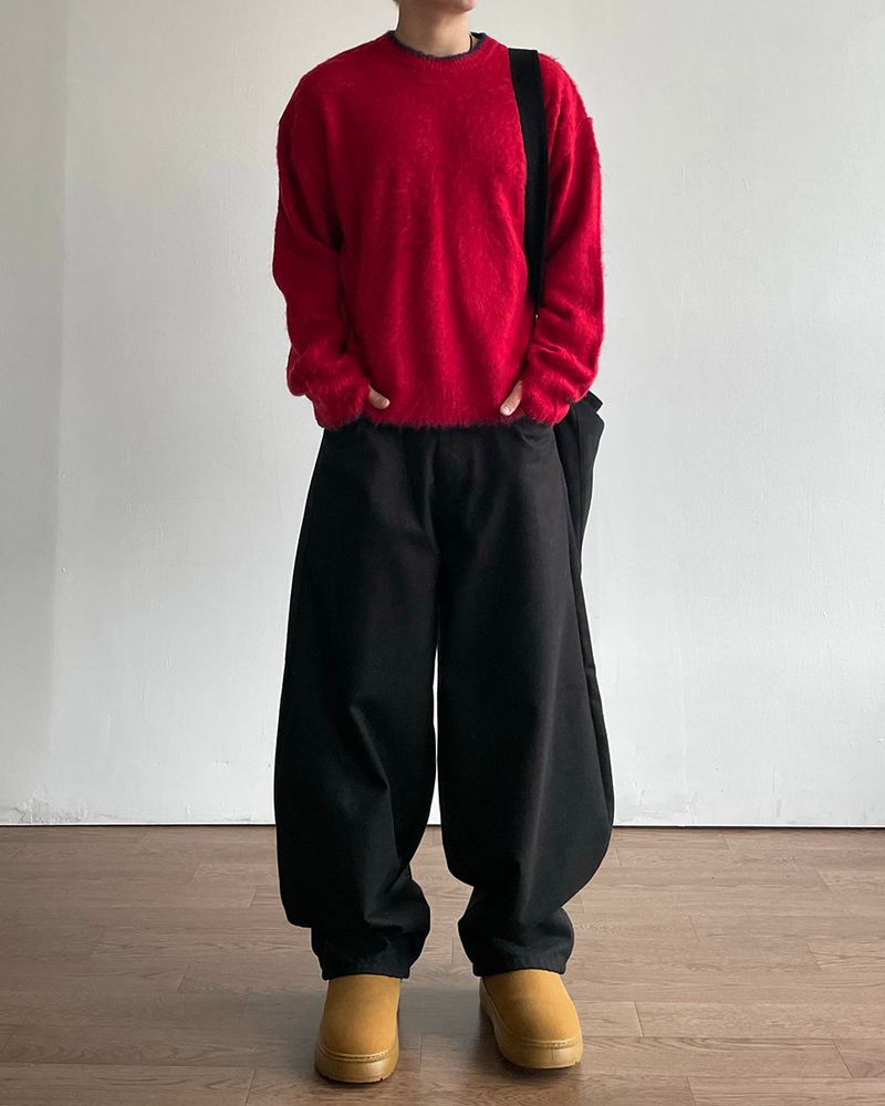 Moss Hairy Contrast Knit