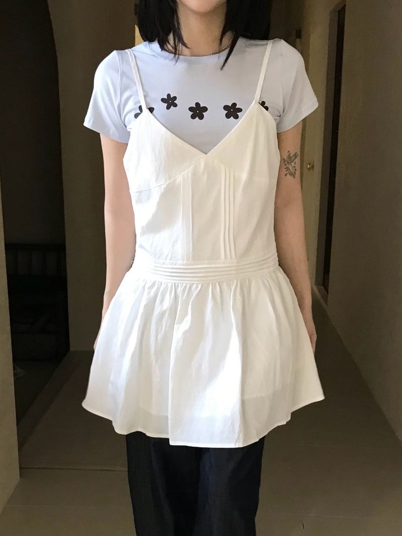 Roen Pintuck Layered Slip Mini Dress