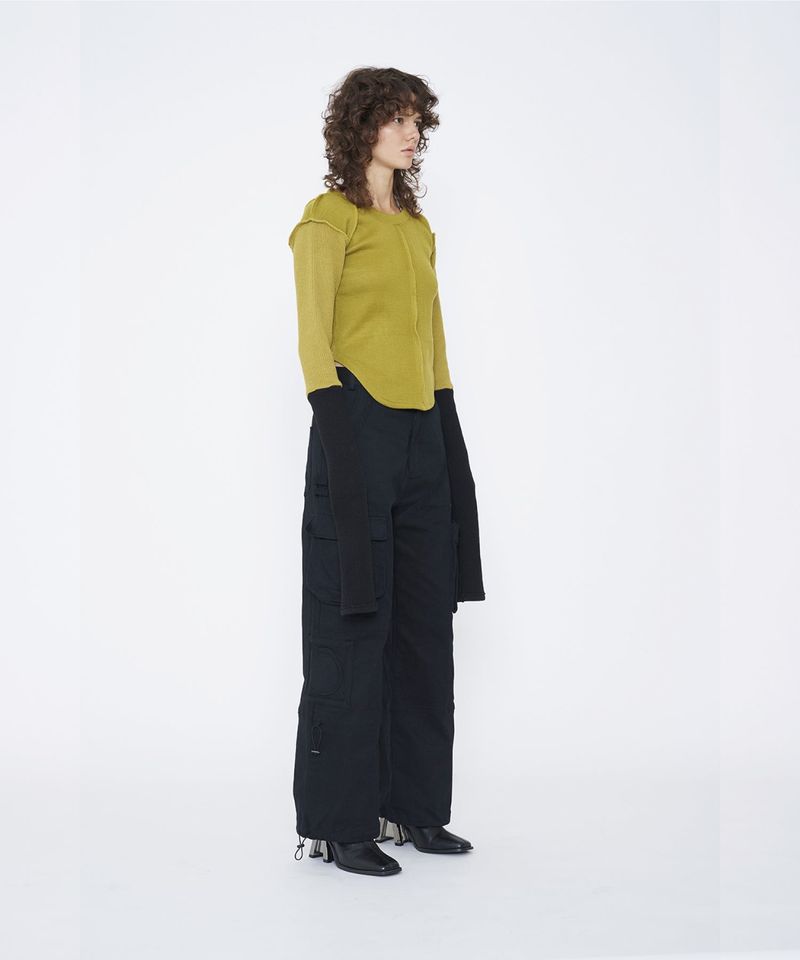 BICOLOR EXTRA LONG SLEEVE RIB TOP