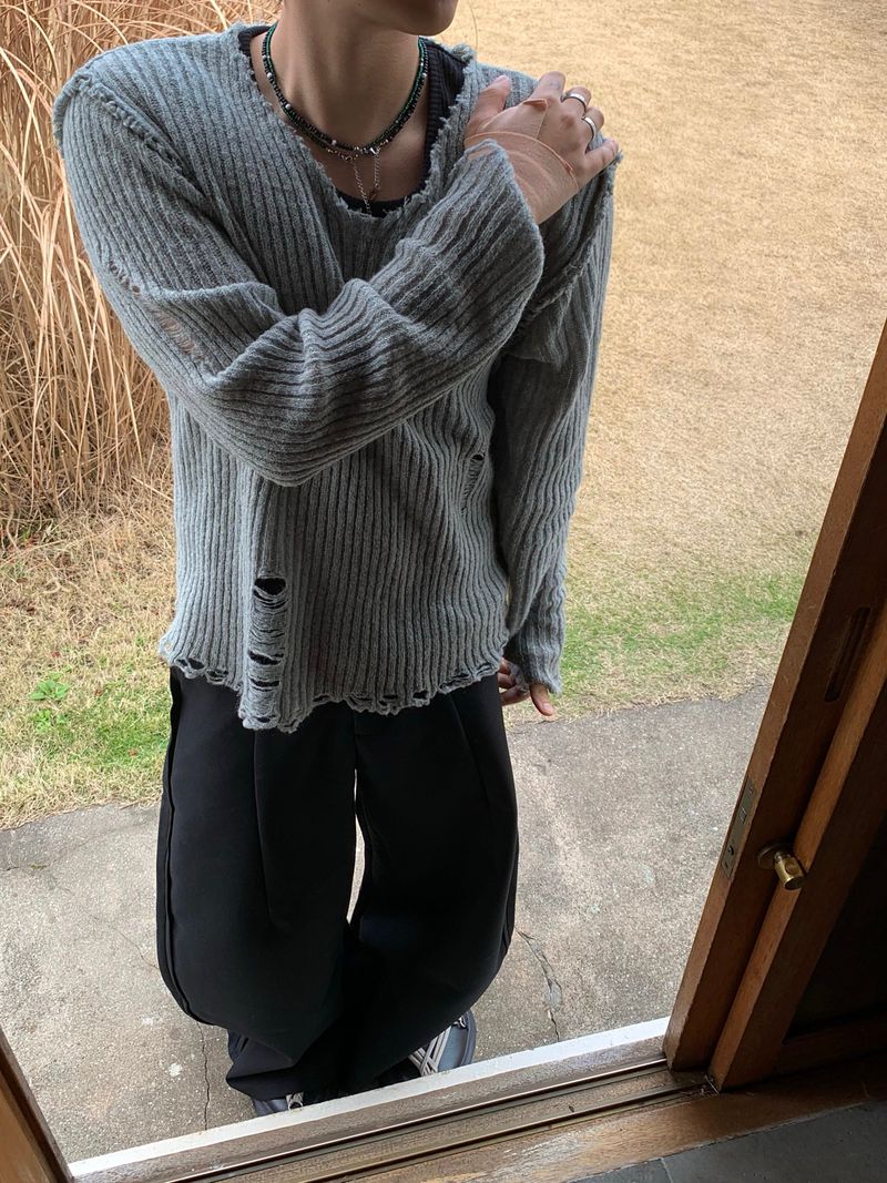 Hidden Punk Damage Knit 3C