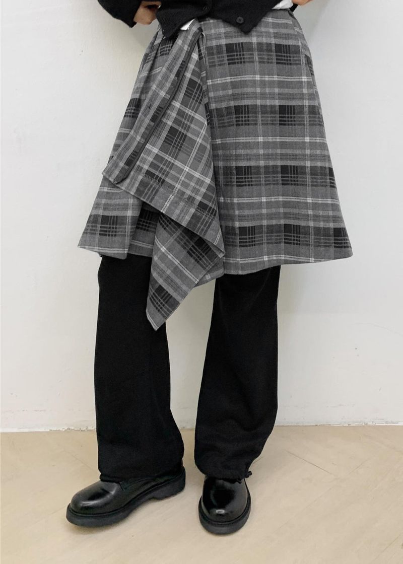 CHECK WRAP MIDI SKIRT