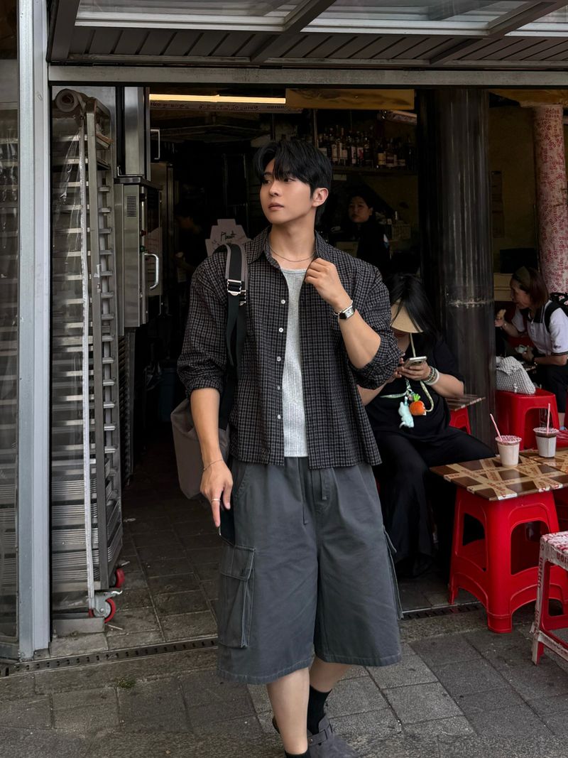 Roen checkered cropped shirt