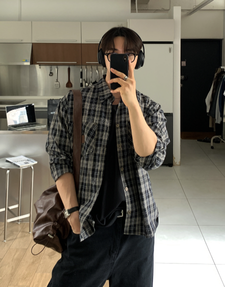 Lime Vintage Patch Pocket Check Shirt