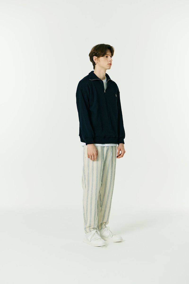 HALF ZIP UP KNIT SWEATSHIRTS NAVY