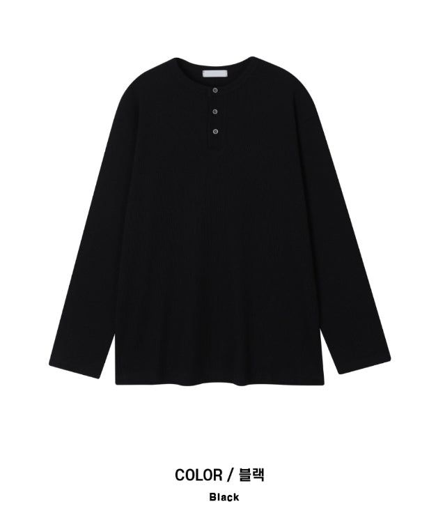 Kitsa Henley Neck Waffle T-Shirt