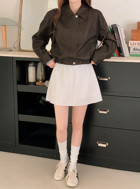 Classic Autumn Crop Leather Jacket (2color)