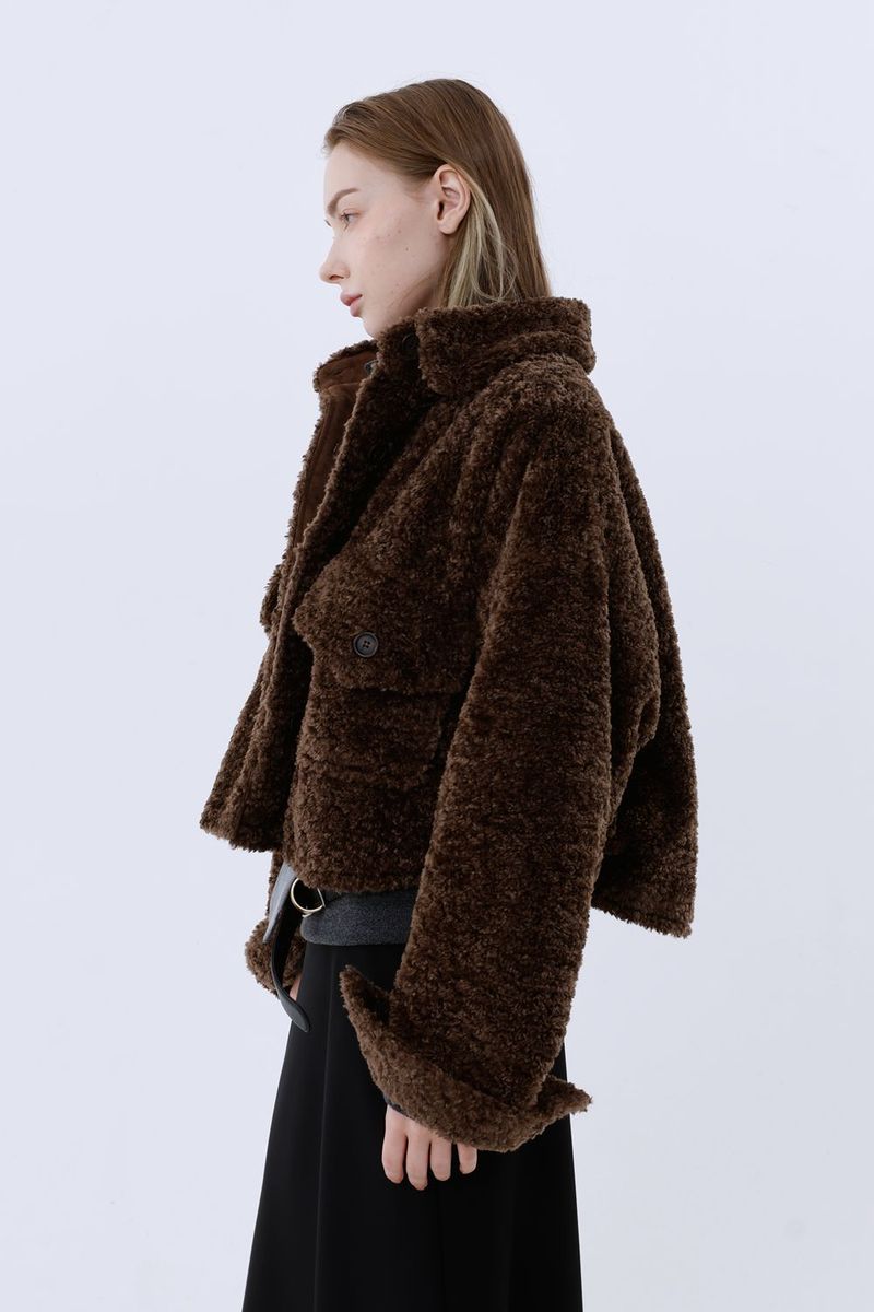 SHEARLING POCKET COAT_BROWN