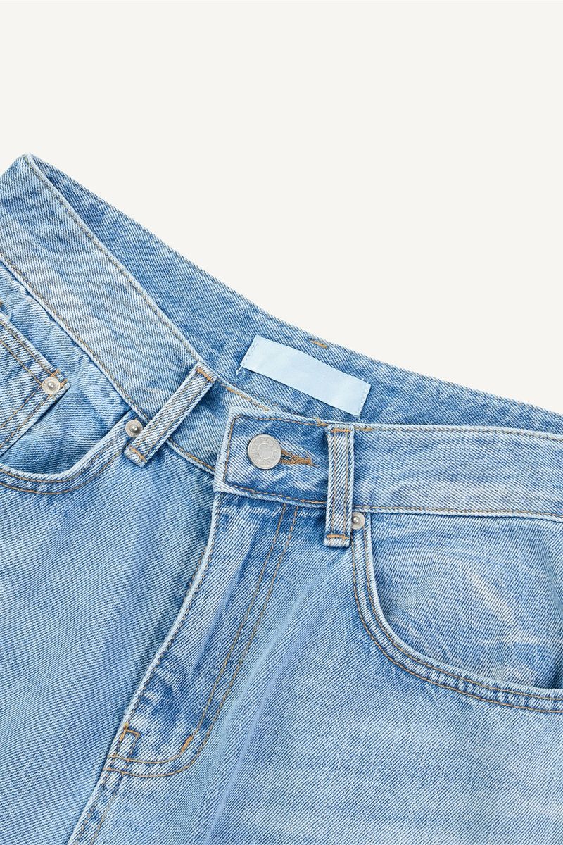 Air Blue Washed Denim Bermuda Pants
