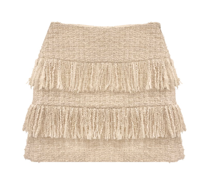 Fringe tweed skirt