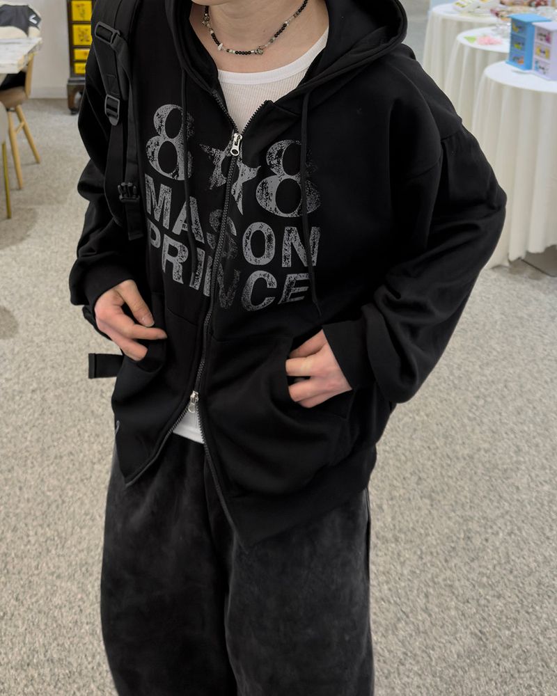 Dakel Vintage Graphic Zip-Up Hoodie