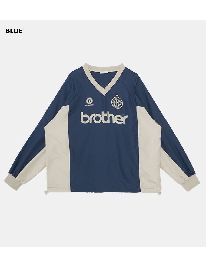 Sporty V-neck Windbreak Pullover