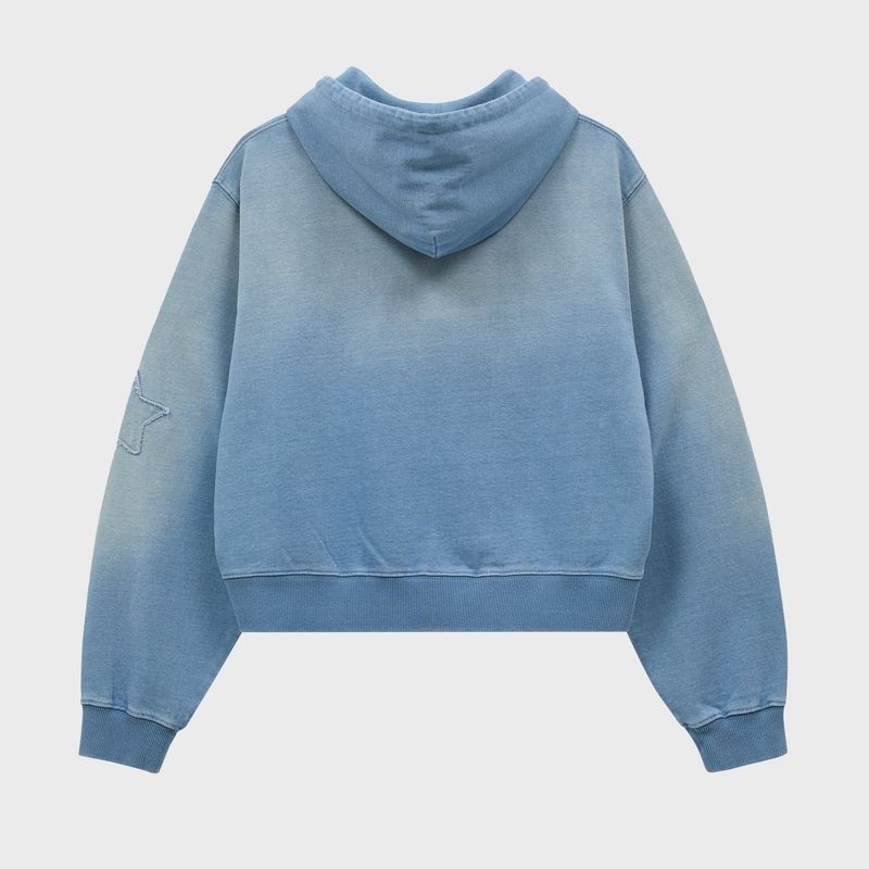 YK Applique Denim Hood Zip Up