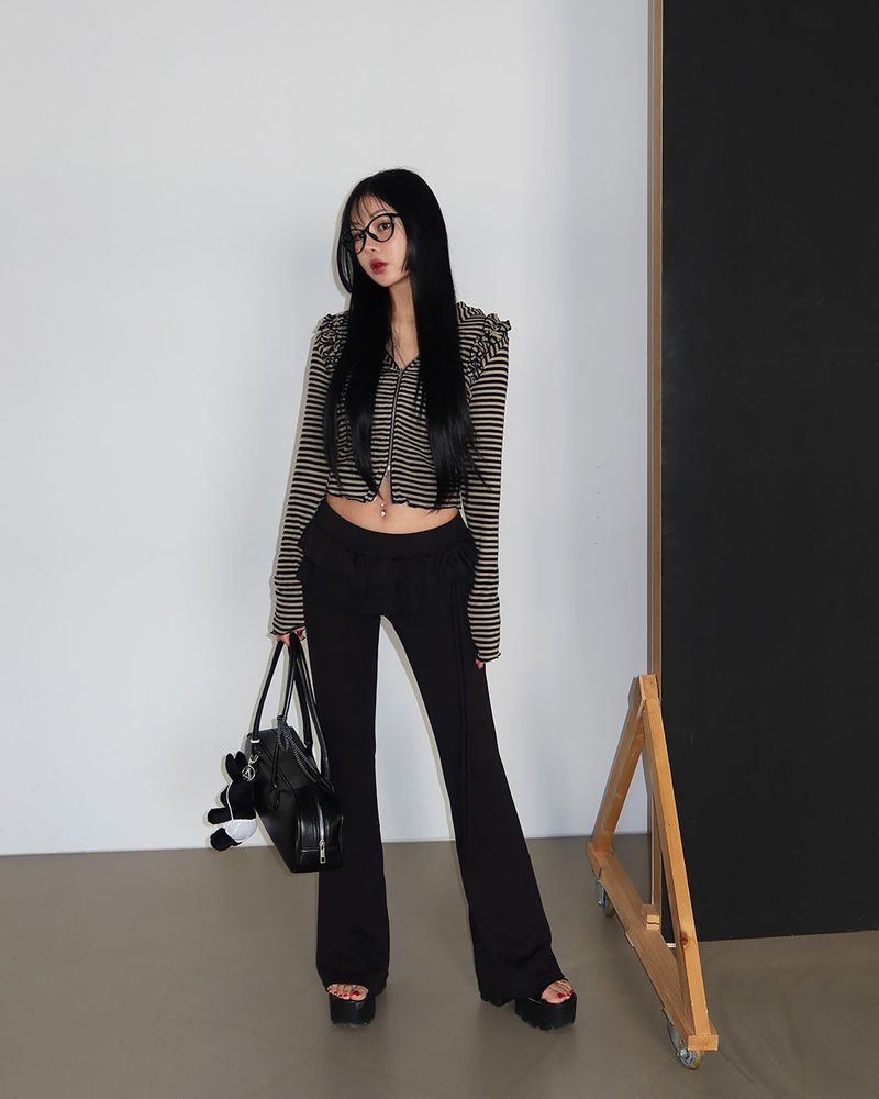 cancan frill layered bootcut pants