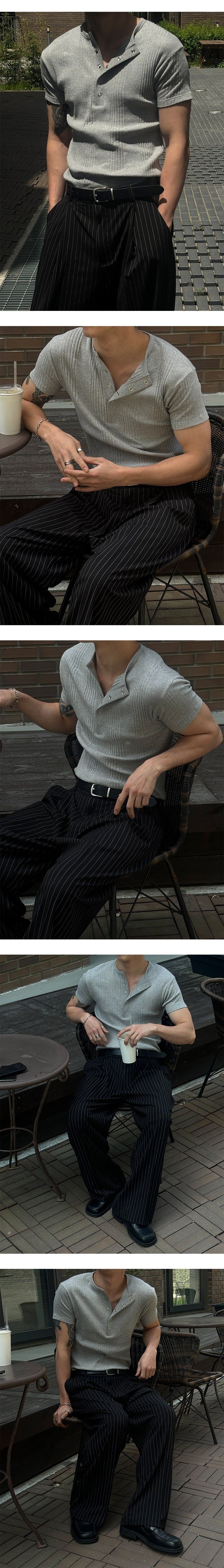 [S/S] High ribbed henry neck half knit(3color)