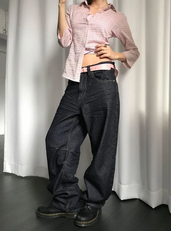 DART CURVED DENIM PANTS