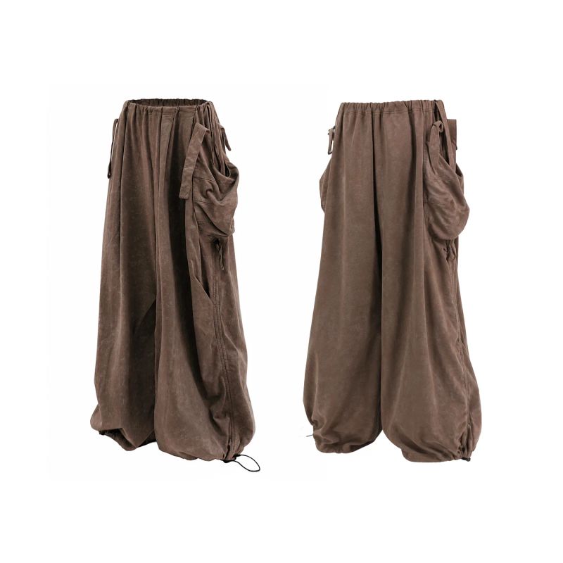 RELABEL('LABEL) tie-dye pants with pleated leg openings, adjustable, loose and draping, street casual sweatpants
