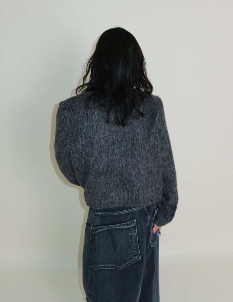 Linda Brush Mohair Crop Long Sleeve Jacket