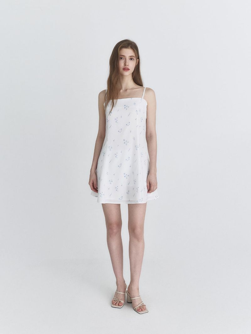 Floral flare dress (White)