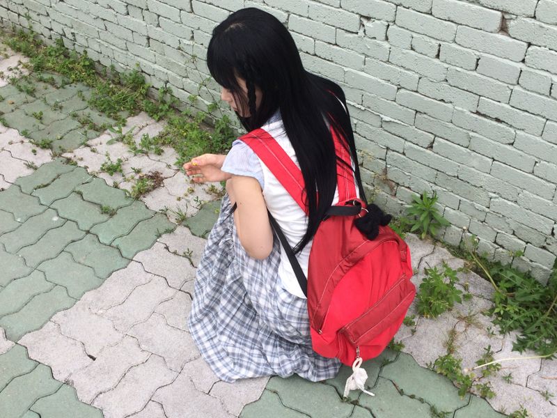 vintage two-tone backpack