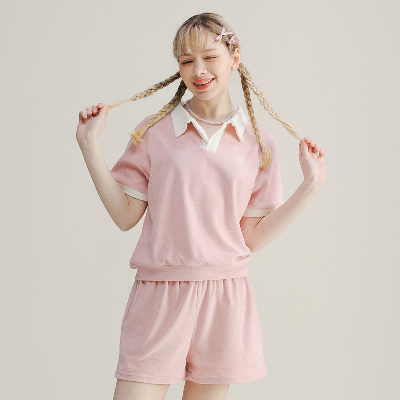 25PERCENTAGE(トゥエンティーファイブパーセンティーズ)の「25P PER テリー襟付きTシャツ 25B41212 PK/BL(トップス)」