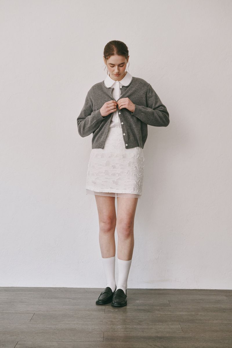 Camel round cardigan (Dark grey)