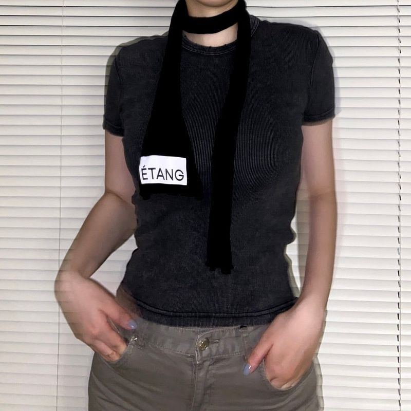 Étang（エッタン）の「[MADE] Étang ニットスカーフ | コットン_ブラック（ファッション小物）」