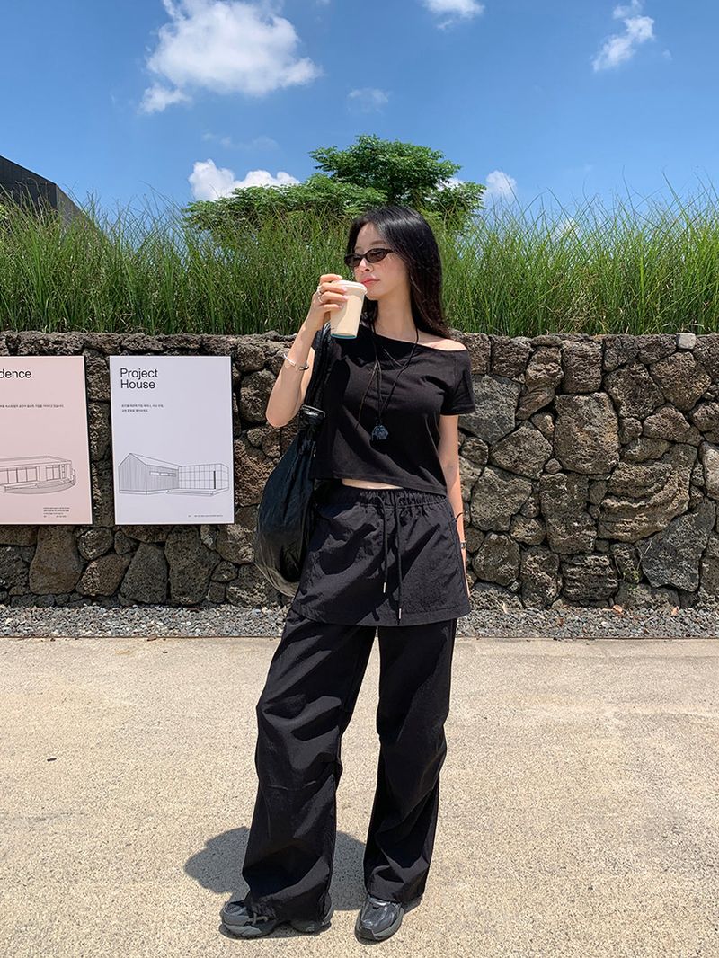 [MADE] Kaen Nylon Layered Skirt Banding Pants