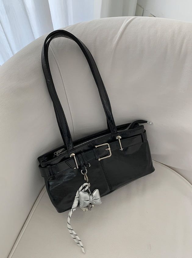 Hard Square Leather Belt Shoulder Bag