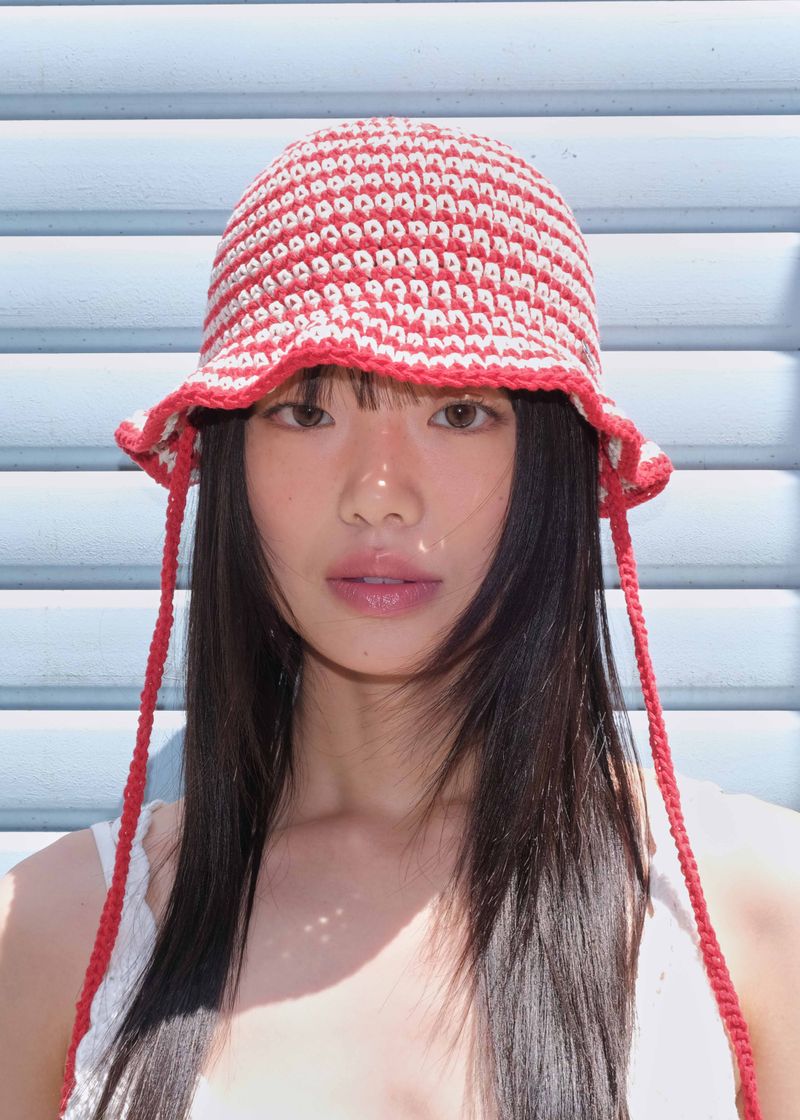 SSESEB（セセブ）の「Stripe String Bucket Hat - Red（Hats）」