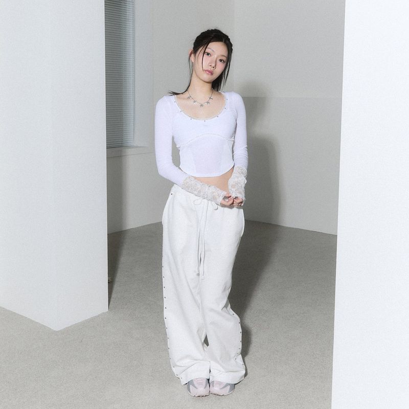 (2nd reorder) corset stud long sleeve - white