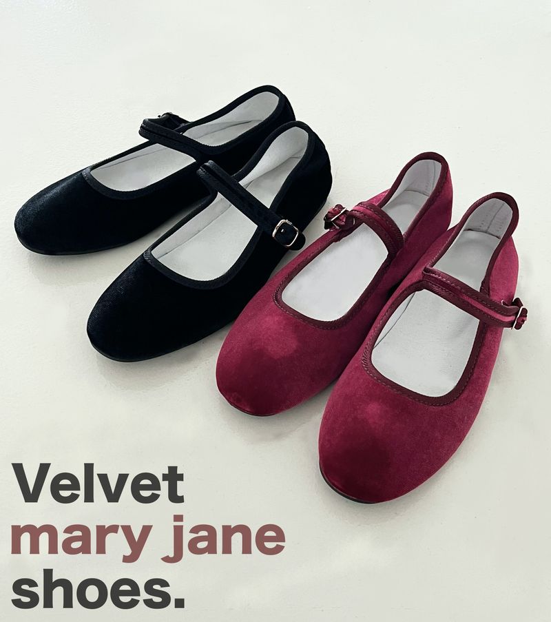 Velvet mary jane shoes