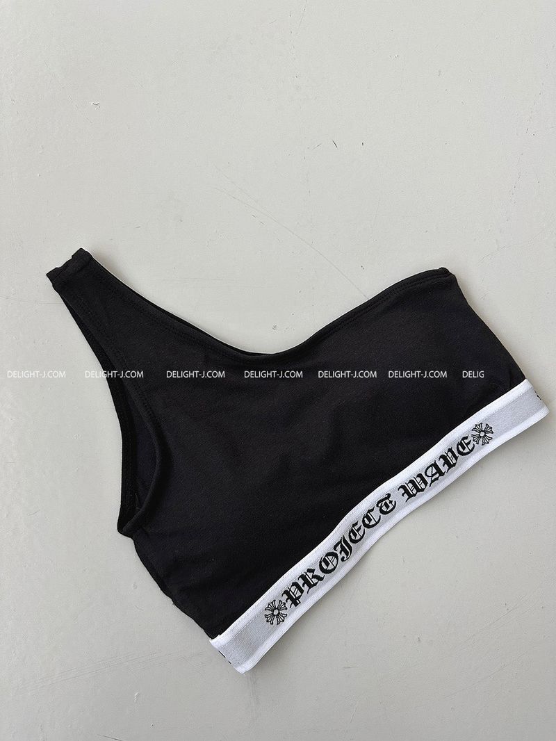 New lettering unbalanced bra top