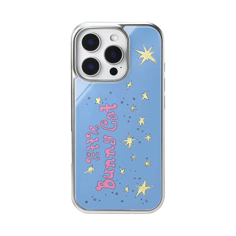 1081（イルゴンパルイル）の「リトルバニーキャット ガラスシルバーバンパーケース( Blue )（スマホグッズ/小物）」