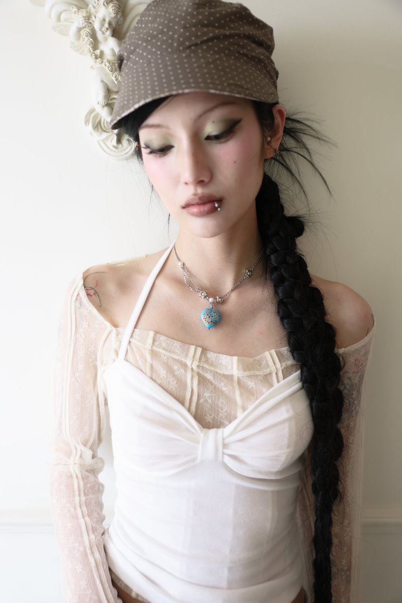 Flower love star necklace (Clear/Blue)