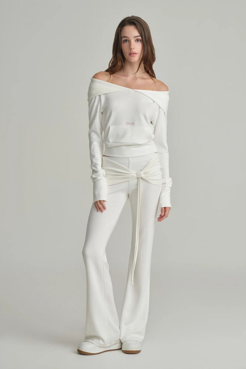 Cupcake off-shoulder hooded top, Ivory