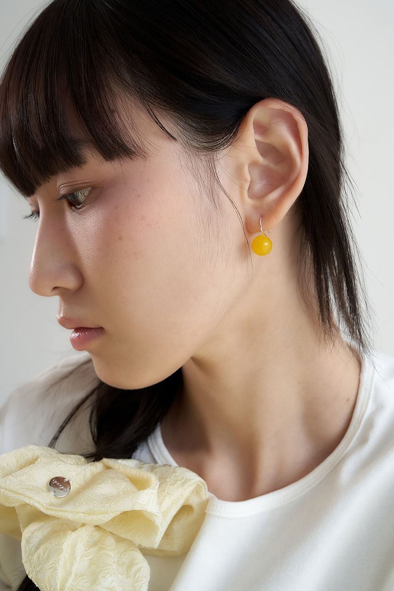 [silver925] amber ball hook earring