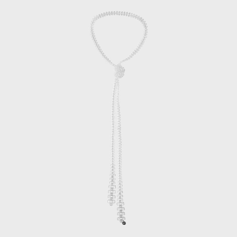 BEADED MULTI CLEAR TIE NECKLACE