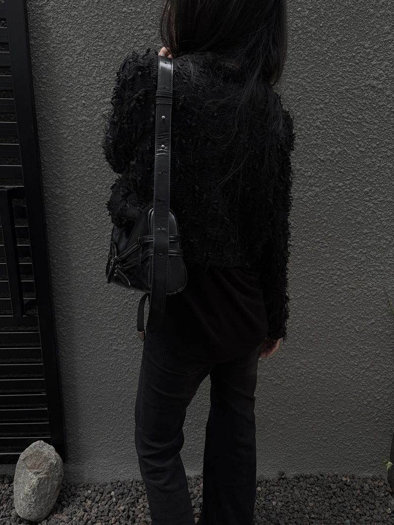 eyelet belted shoulder bag