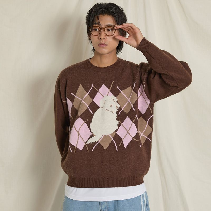 Maltese Argyle Crewneck Knit