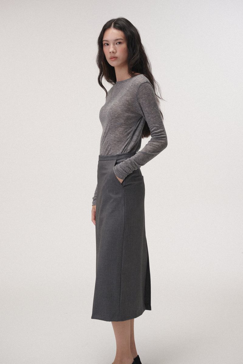 Wool boat neck T (Black)