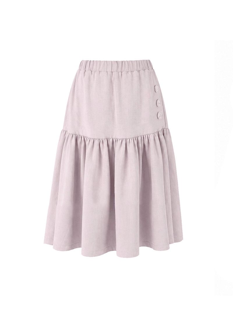 Lace Button Shirring Skirt (pink)