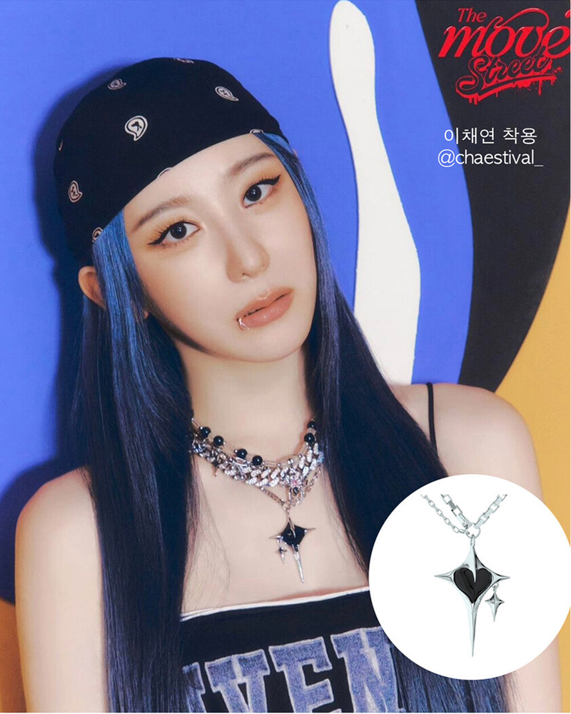[Choi Ye Na, Chu, Lee Chae Yeon Pick] Cross Black Heart Square Chain Necklace