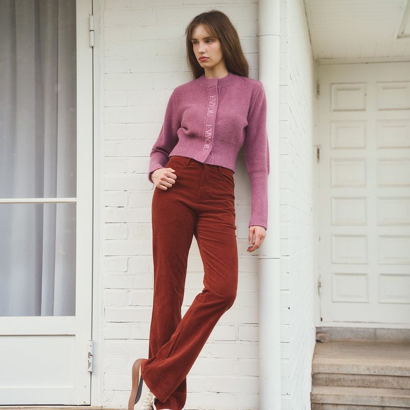 CORDUROY HIGH-WAIST SEMI BOOTSCUT - REDDISH BROWN