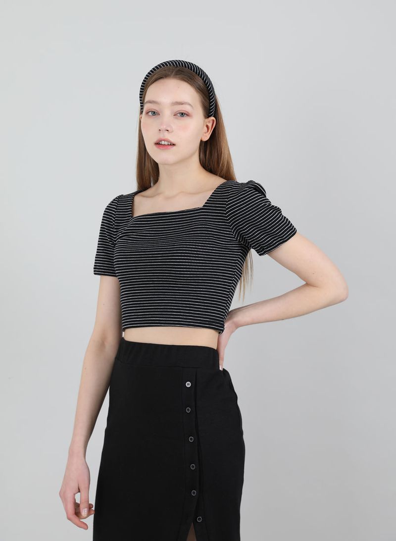 Stripe Puff T-shirt Black